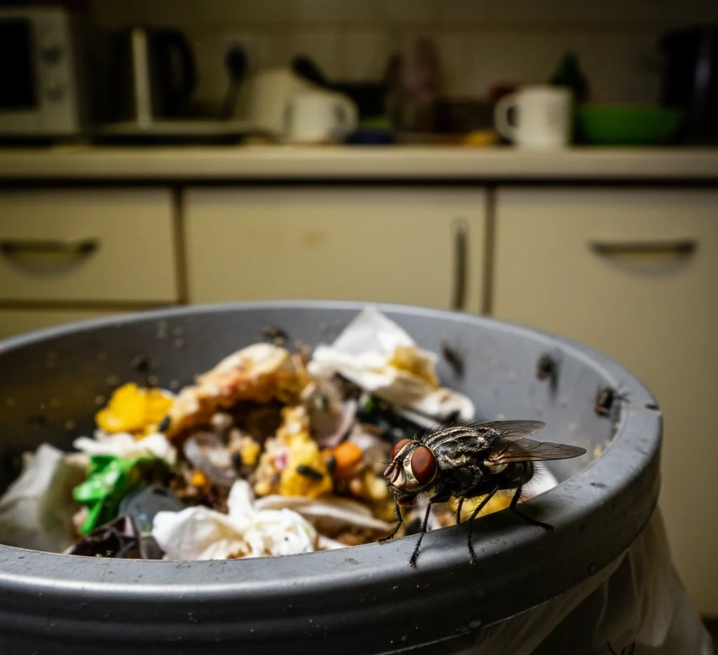 lalat di tempat sampah