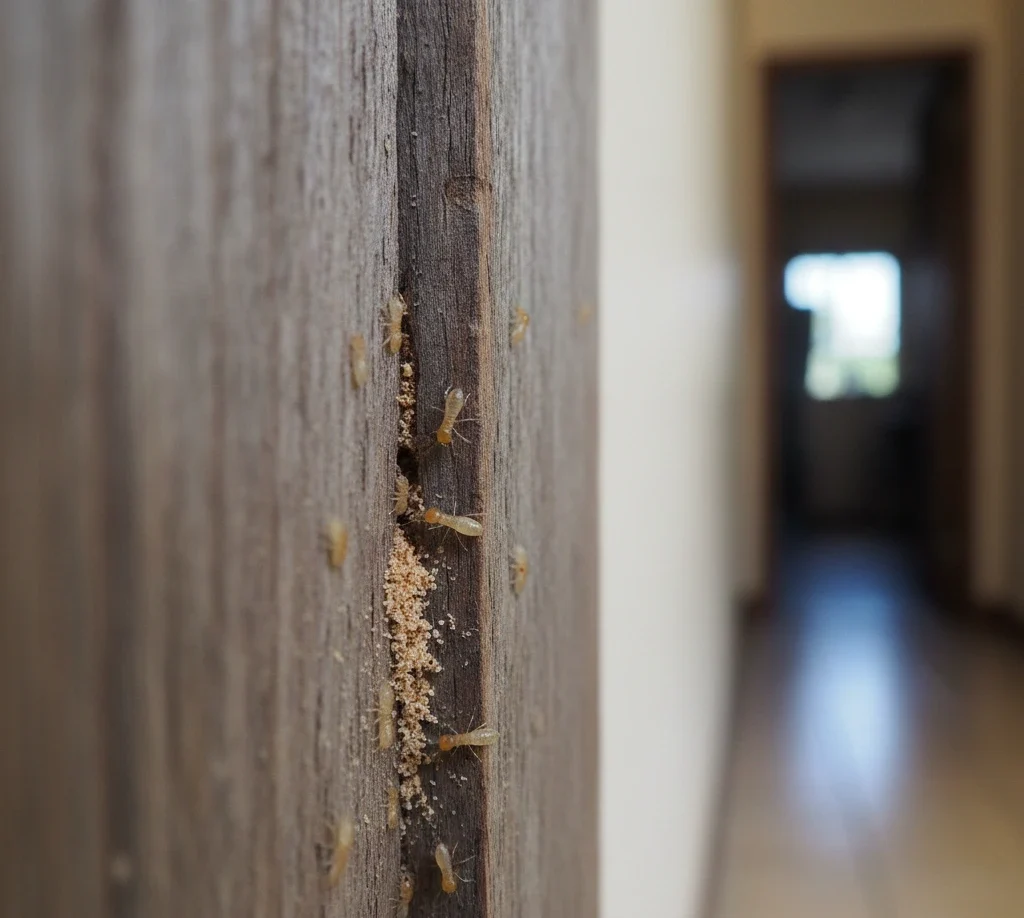 rayap kayu kering di pintu